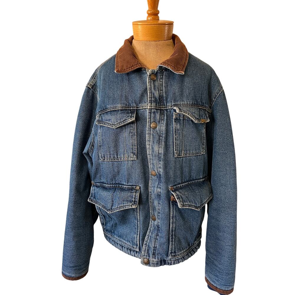Vintage Wrangler Hero sherpa lined heavy mens denim chore Jacket cowboy coat